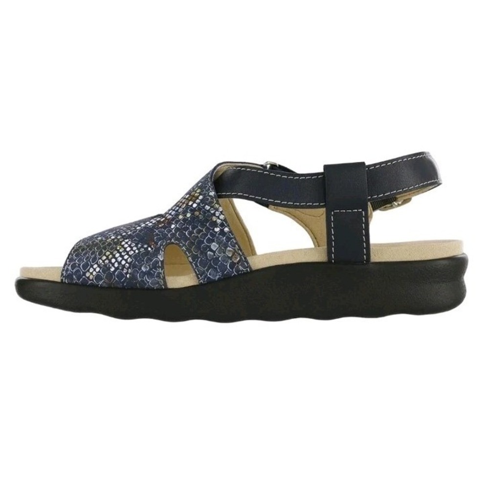 SAS Huggy Navy & Reptile Leather Slingback Comfort Sandals Women's Size 8.5M